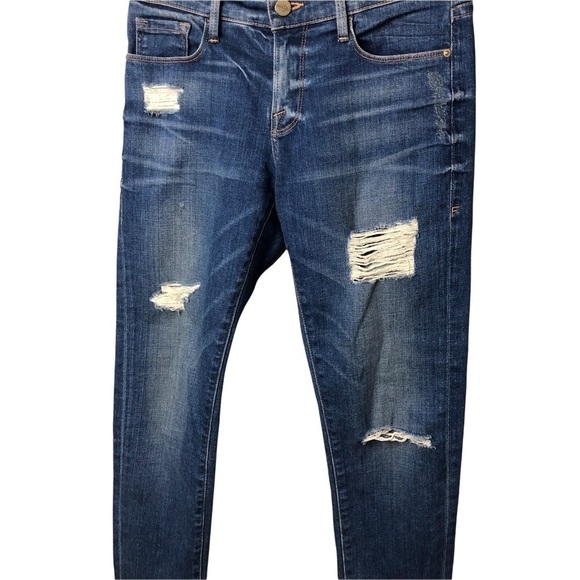 Frame Denim Le Garçon Skinny Low Rise Distressed Jeans Size 24 LG270 - Picture 4 of 10